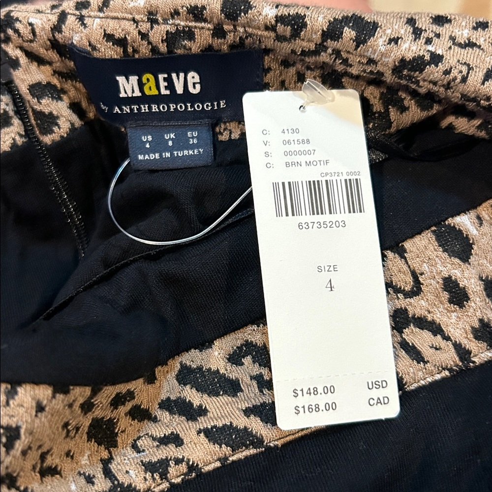 Maeve by Anthropologie Size 4 Knit Cut Out Back Leopard Print Mini Dress NWT - Picture 7 of 9